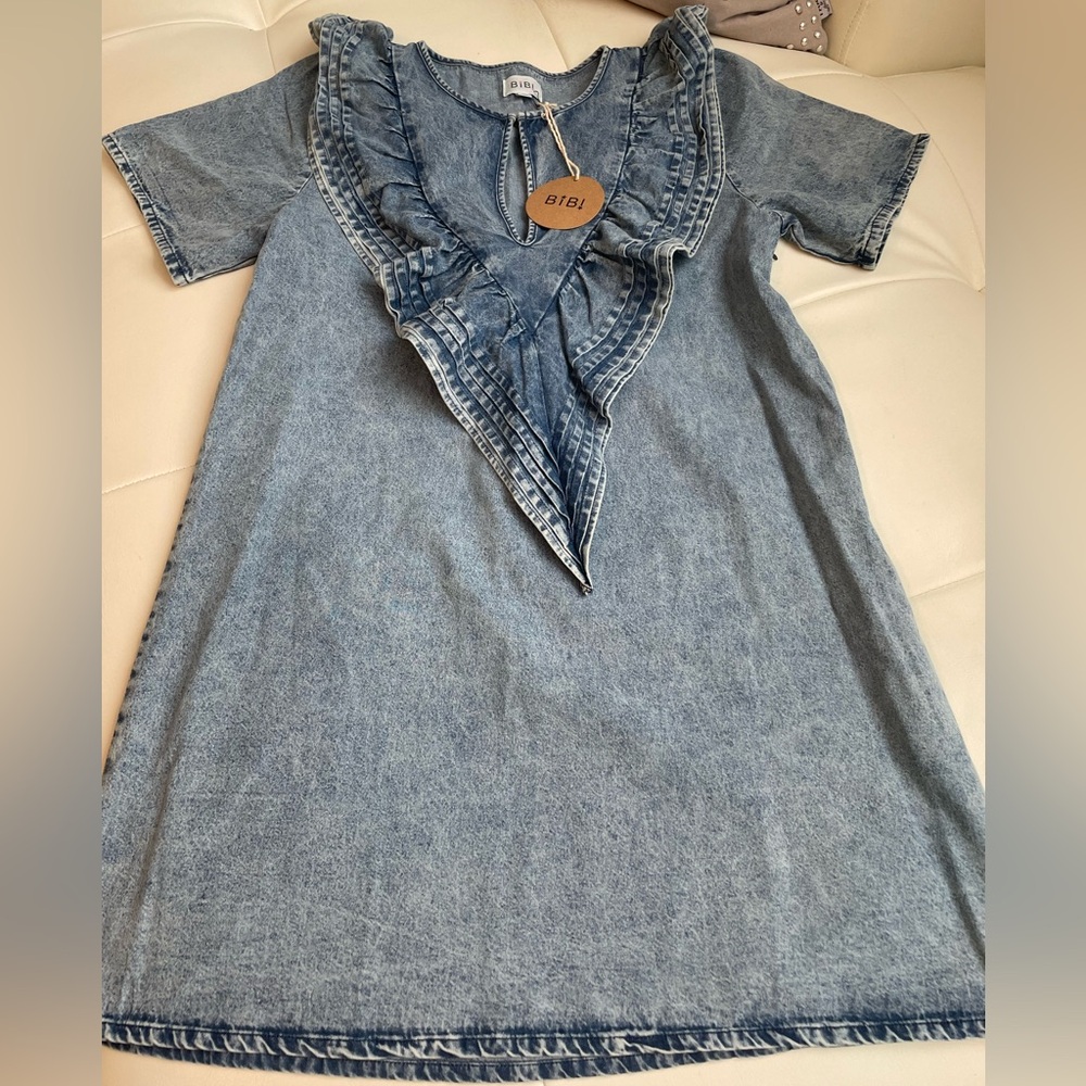 Mineral Washed Denim Dress (Size Medium)